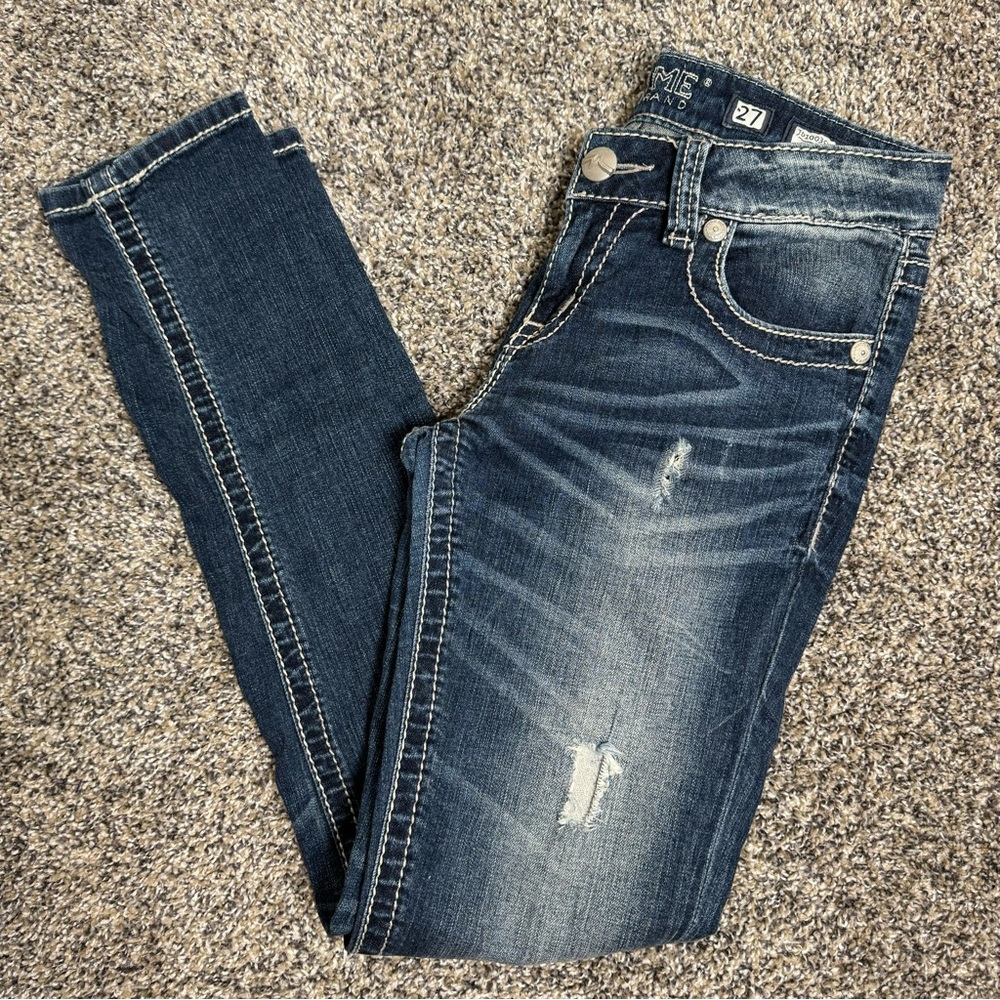 Miss Me Dark Wash Distressed Skinny Jeans 27